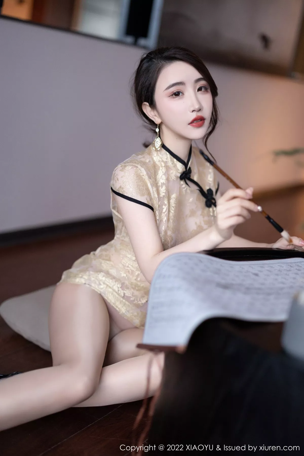 秀人集.com_[XiaoYu画语界]Vol.712_女神Cherry绯月樱惠州旅拍黄色轻透旗袍配超薄肉丝惹火诱惑写真70P